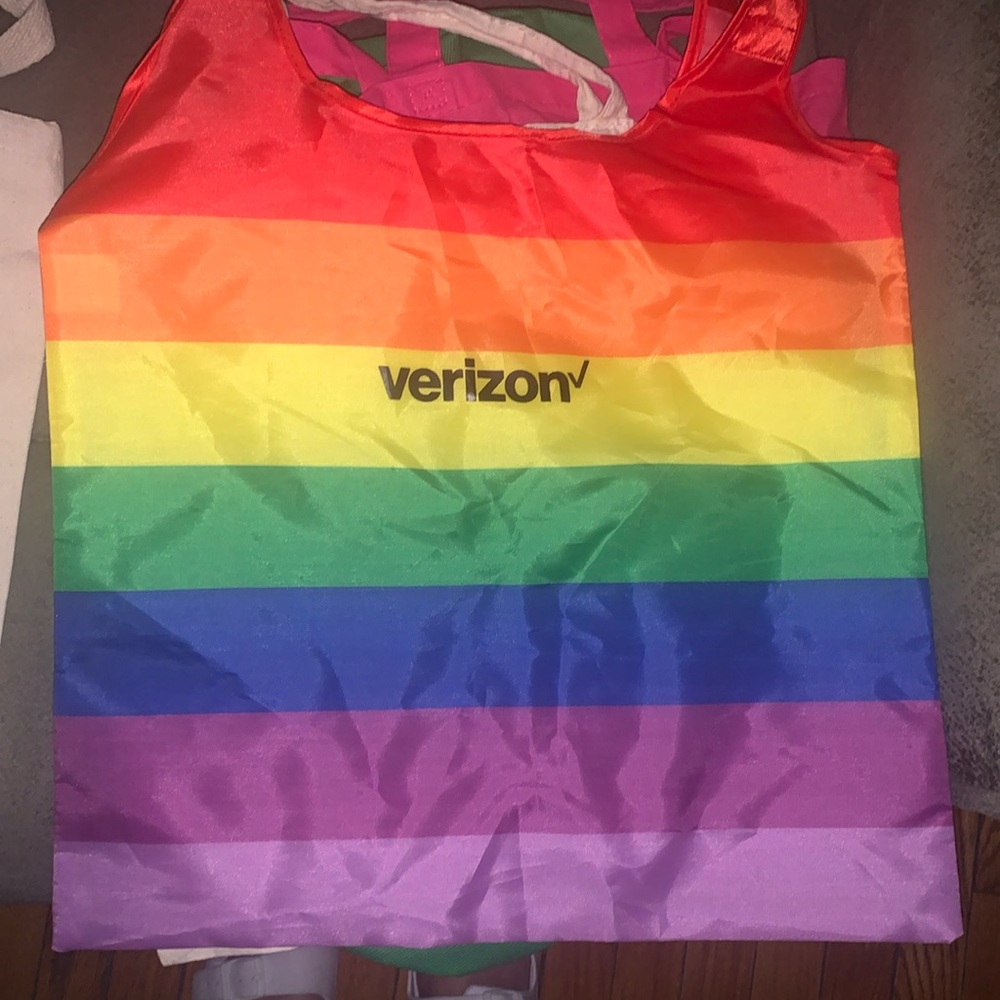 Verizon rainbow tote bag, waterproof
